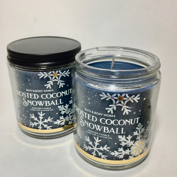 FROSTED COCONUT SNOWBALL Single Wick Candles - Picture 2 of 3